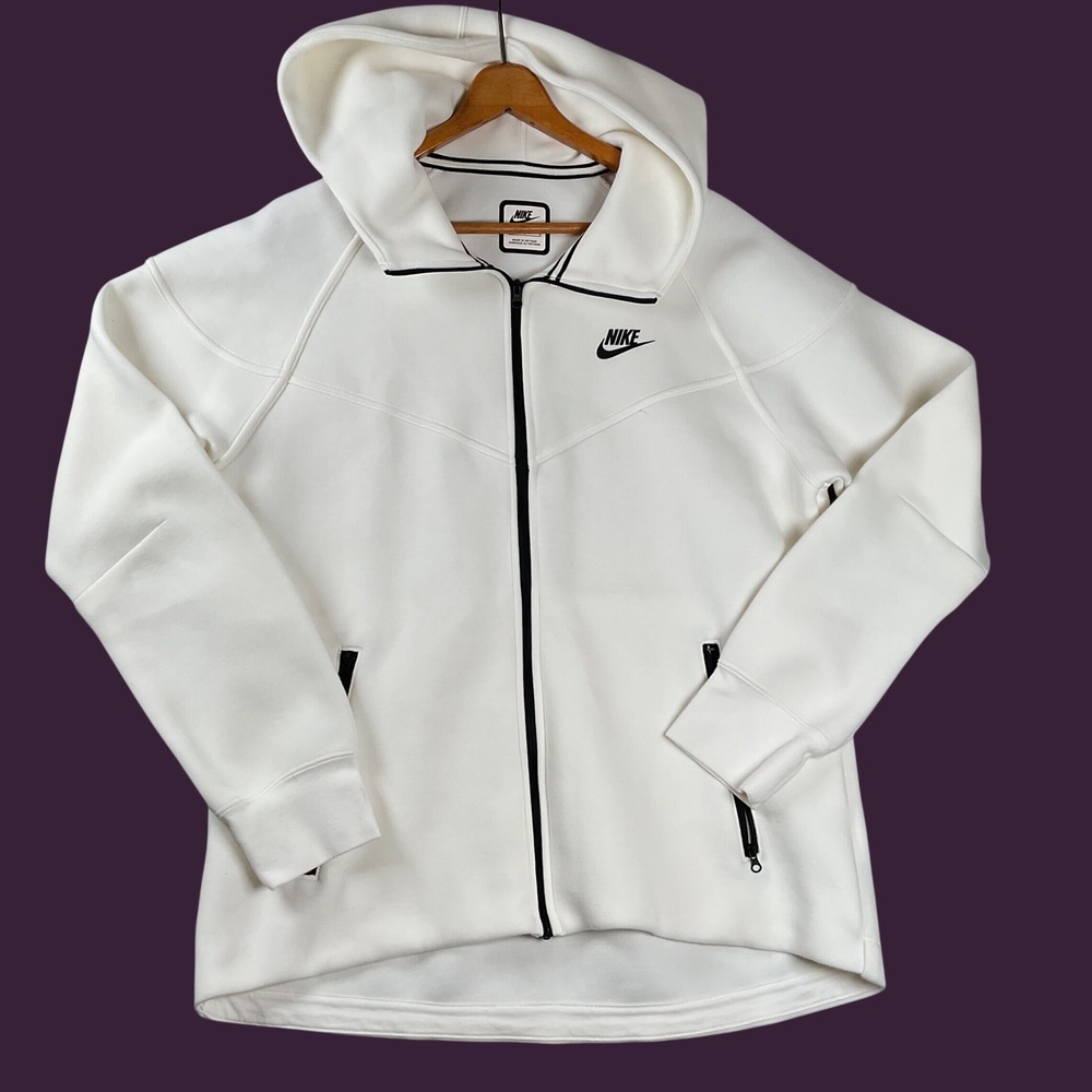 Nike Tech Fleece Full Zip Hoodie Mens Large Sail‎ White FB8338-133